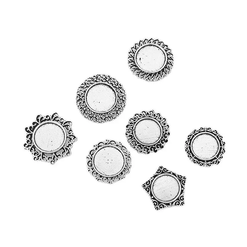 

10PCS Tibetan Silver Color Slider Spacer For Flat Leather Slider Beads Blank 14 16mm Cabochon Setting Bracelets Jewelry Making