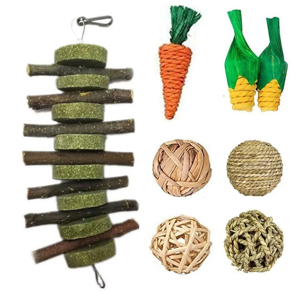 

8Pcs Hamster Toys Healthy Small Animal Teeth Care Entertainment Molar Toy Bite Resistant Hamster Chew Toys