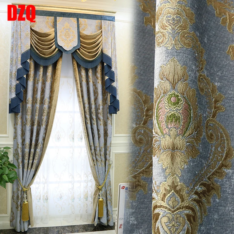 

European style luxury 3D embroidered villa curtains for living room bedroom classic elegant curtains for apartment girl room