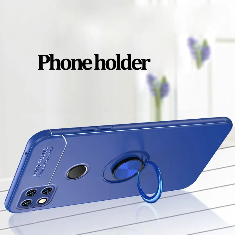 

Soft Silicone Case For Xiaomi Redmi 9C NFC Magnetic Ring Case Redmi 9C Metal Stand Back Cases Redmi 9A Cover Xiomi Redmi 9 C NFC