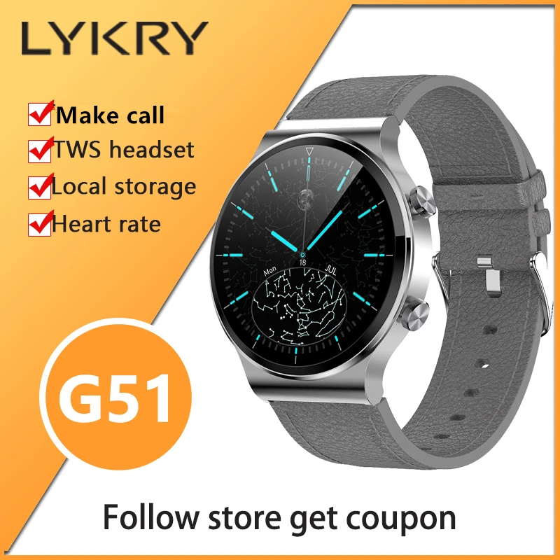 

Женские Смарт-часы LYKRY G51 с поддержкой Bluetooth, 1,28 дюйма
