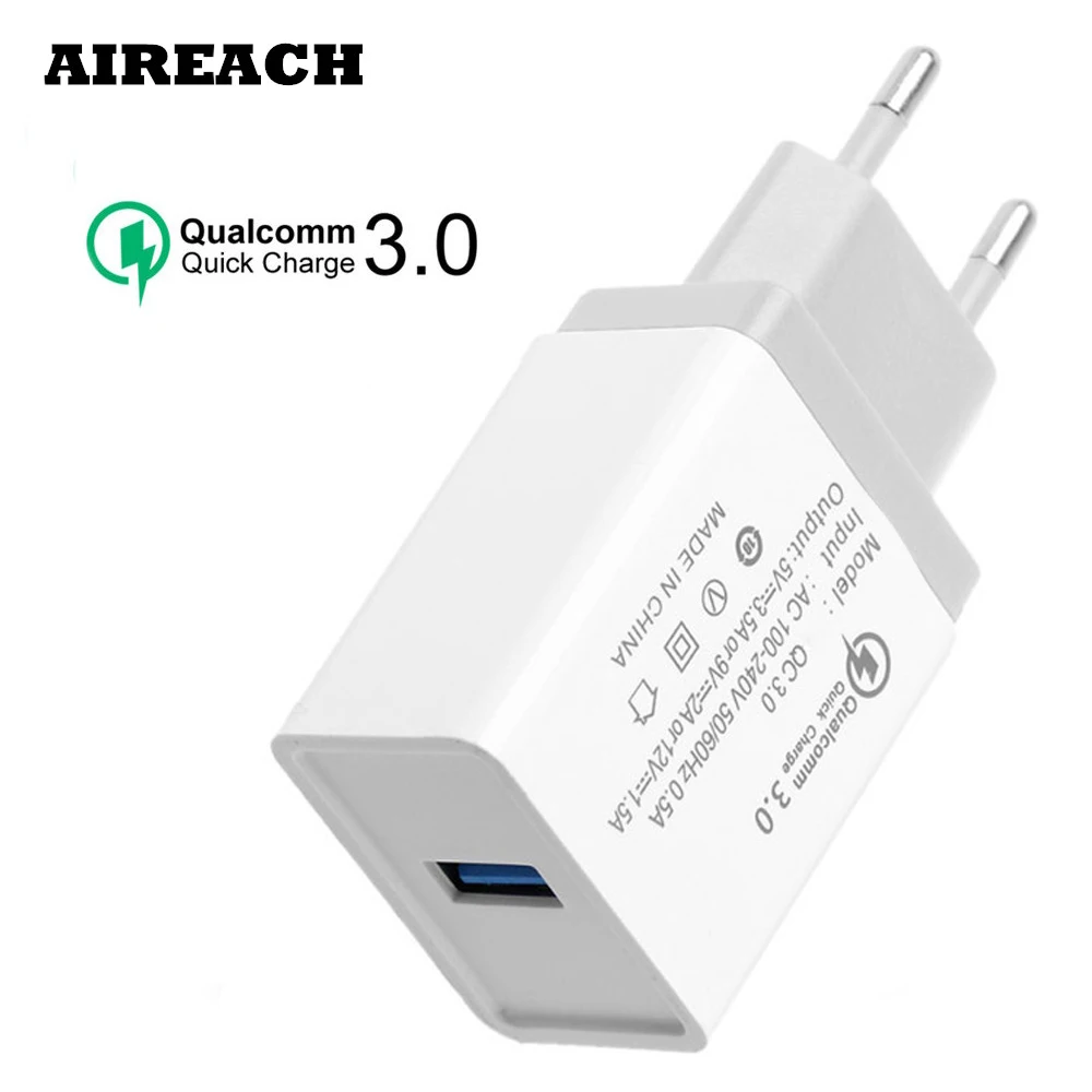 Быстрое зарядное устройство AIREACH Qualcomm 3 0 18 Вт USB портативный мобильный телефон для
