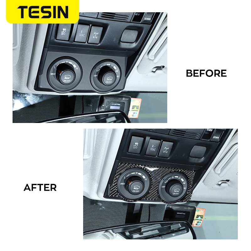 TESIN Soft Carbon Fiber Car 4WD Four-Wheel Drive Switch Panel Decoration Sticker Interior Accessories for Toyota 4Runner 2010+ | Автомобили