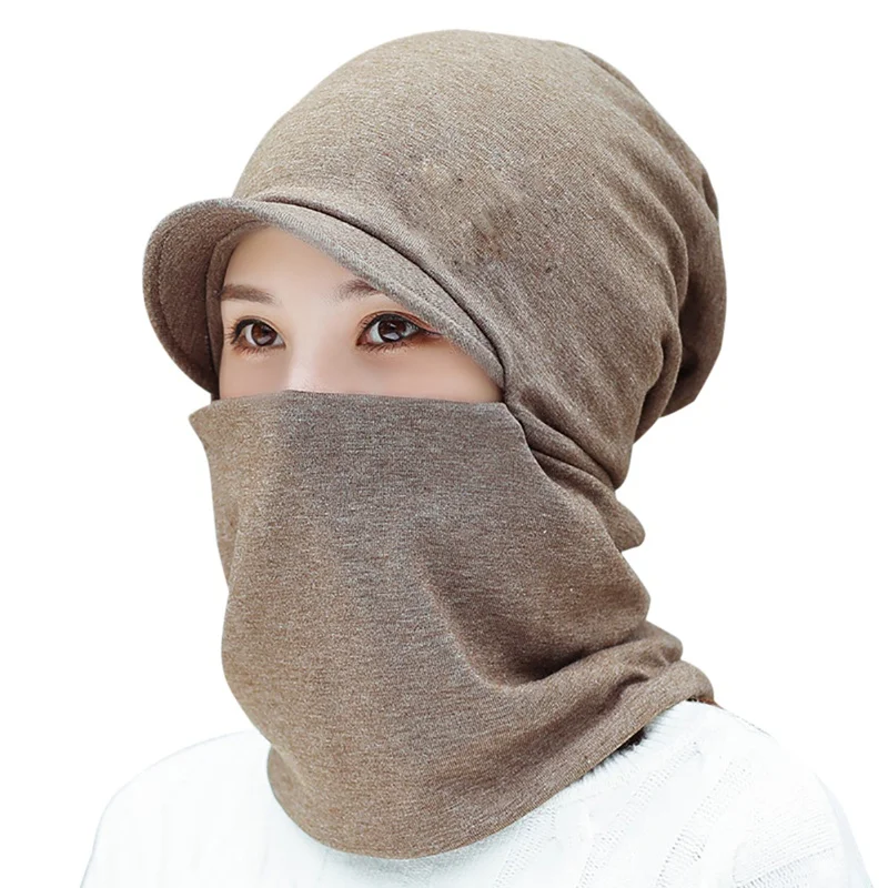 Зимние женские и мужские практичная ветрозащитная шапка теплый шарфик из мягкой
