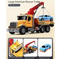 large open door simulation rescue car model toy pull back sound and light simulation lift truck towing crane model boy toy
