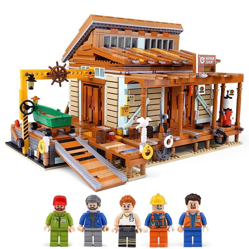2020 новая верфь MOC Creator Ideas Приморский старый Рыболовный магазин 16050 городской