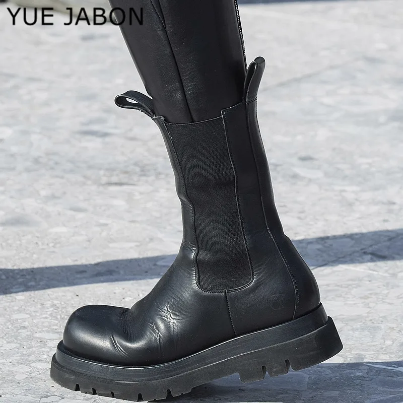 

Ботинки-челси женские, из натуральной кожи, на толстой подошве, в стиле панк