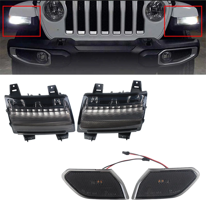 Для Jeep Wrangler JL 2018 2019 переднее крыло вспышек Копченый янтарь Поворотная сигнальная