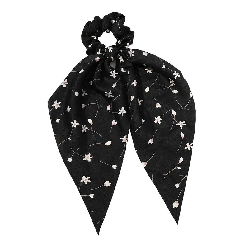 Винтажная шелковая эластичная резинка для волос с цветочным принтом женщин шарф