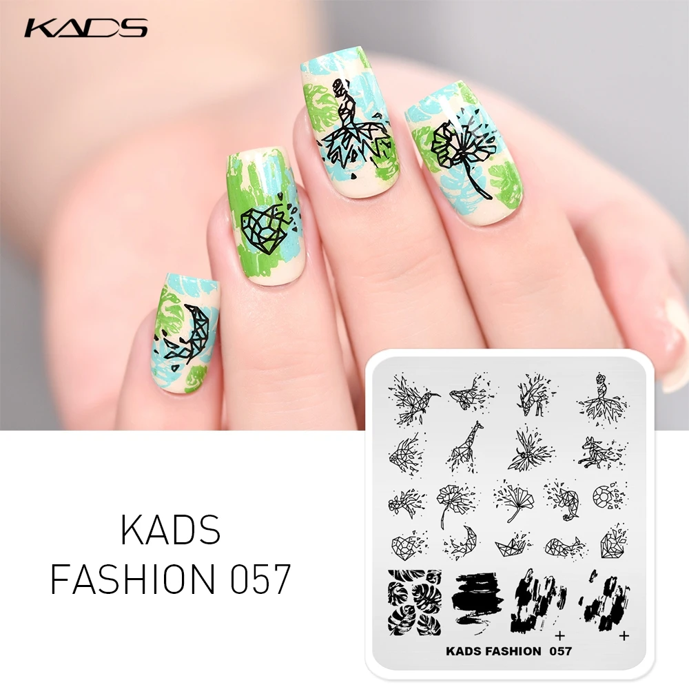 KADS пластина для ногтей геометрический узор Жираф КИТ бабочка Изображение Шаблон