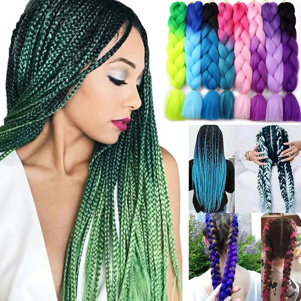 Косички с Омбре косички для наращивания волос 100 г/упак. 24 дюйма розовые