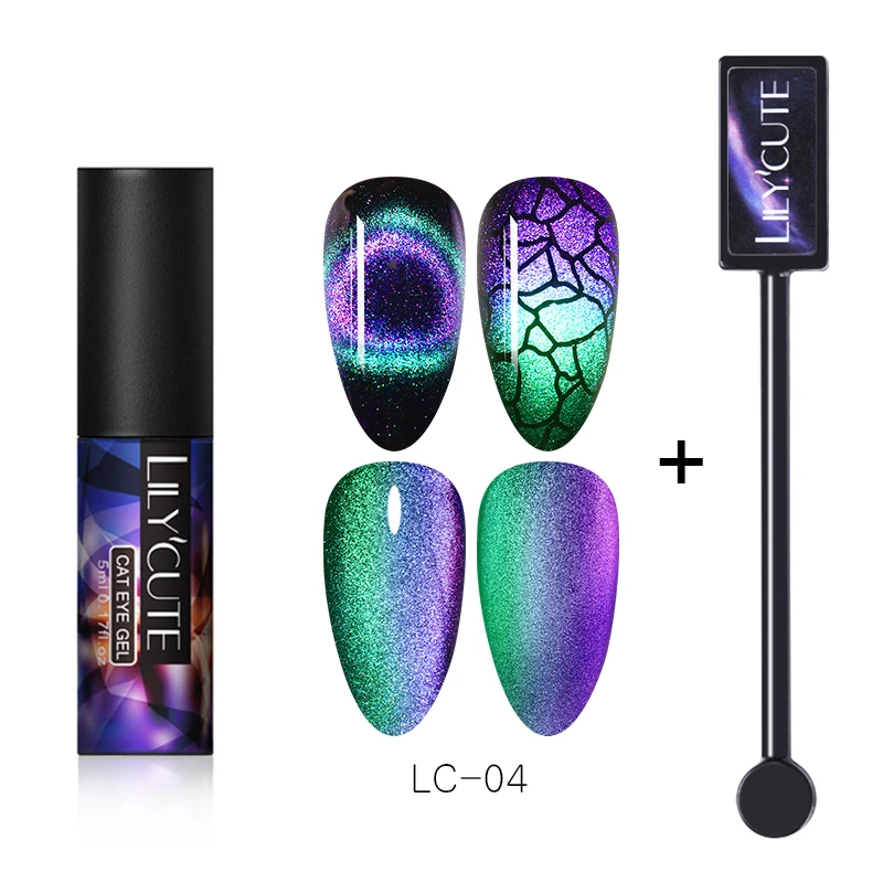 2 pcs 4 LILYCUTE 9D Auroras ногтей Гель-лак «кошачий глаз» Гель-лак для использования с магнитом звездное небо замочить от УФ Магнитный Гель-лак для ногтей 5 мл - Цвет: 2 pcs 4