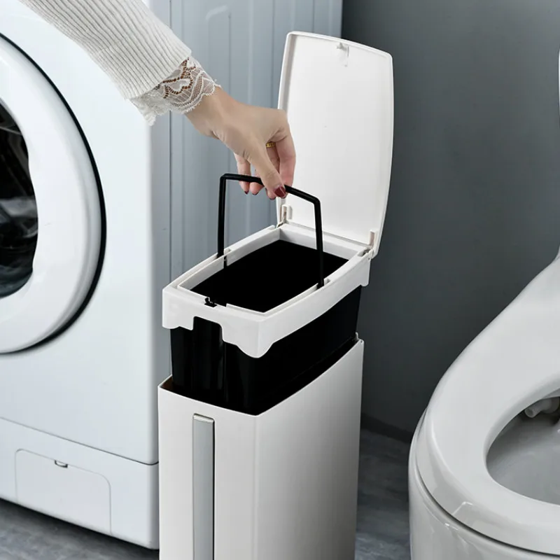 Многослойная мусорная корзина для туалета большой белый набор с крышкой