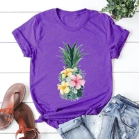 floral pineapple t shirt vintage aesthetic clothes hawaii men sexy tops vacation travel couple t shirt summer plus size