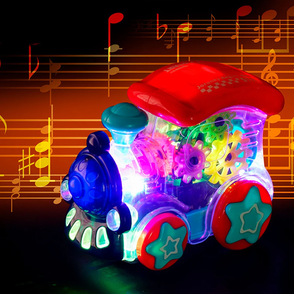 

Baby Gear Toy LED Luminous Music Train Model Universal Electric Gear Toy for Children Birthday Christmas Gift