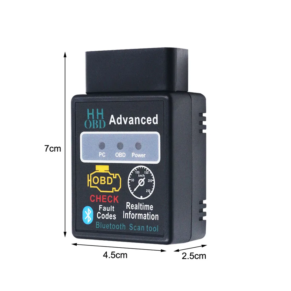 Расширенный диагностический сканер HH OBD ELM327 V1.5 Интерфейс ELM 327 мини Bluetooth Android Windows
