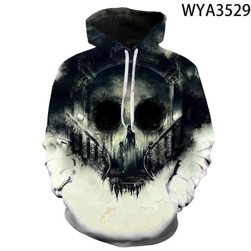 

Мужская толстовка с 3D-принтом черепа в стиле Харадзюку, весенне-осенняя Повседневная Женская пуловер, уличная одежда с длинным рукавом и уж...