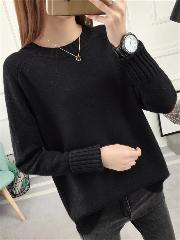 Winter Warm Green Loose Pullover Women Knitted Sweater Fall Ladies Elegant Slim Korean Sweaters Autumn Female Knitwear Tops | Женская