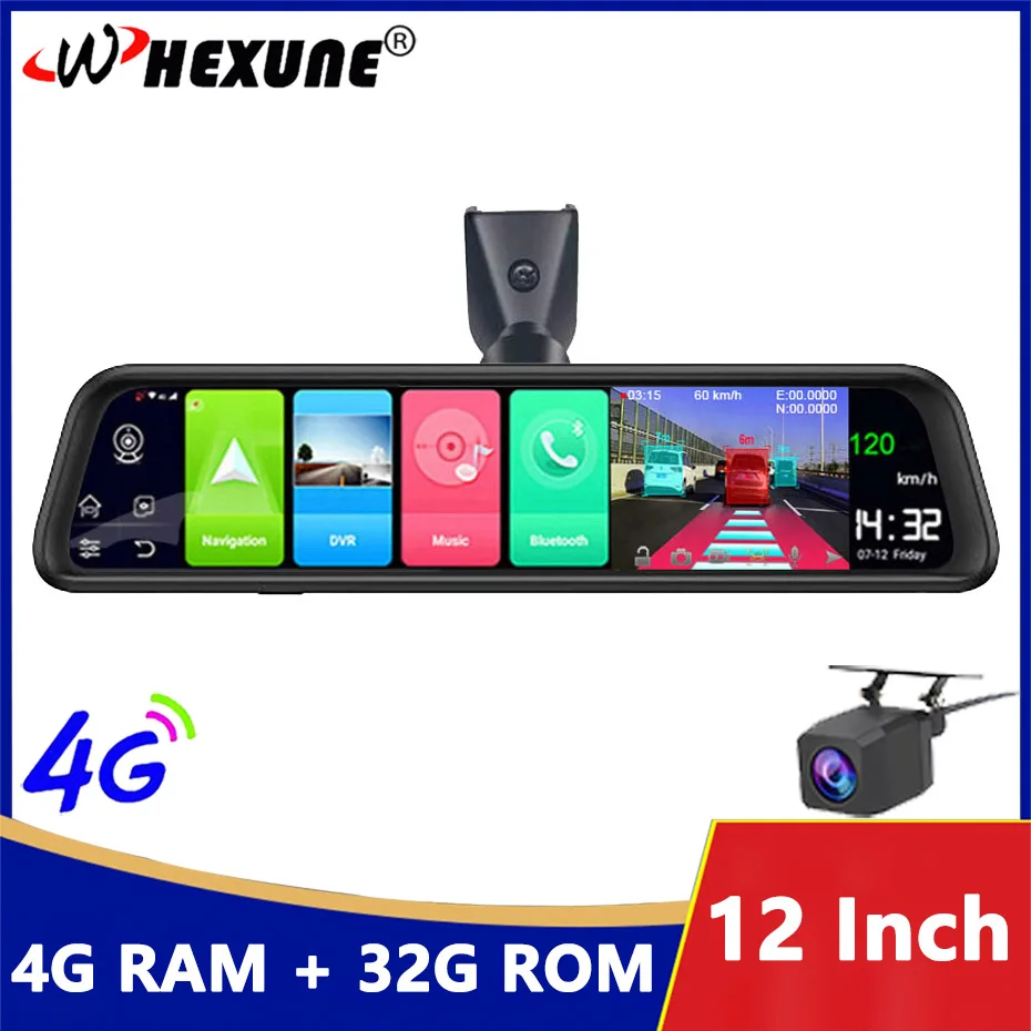 

Автомобильный видеорегистратор на зеркало заднего вида, 12 дюймов, 4G, Android 8,1