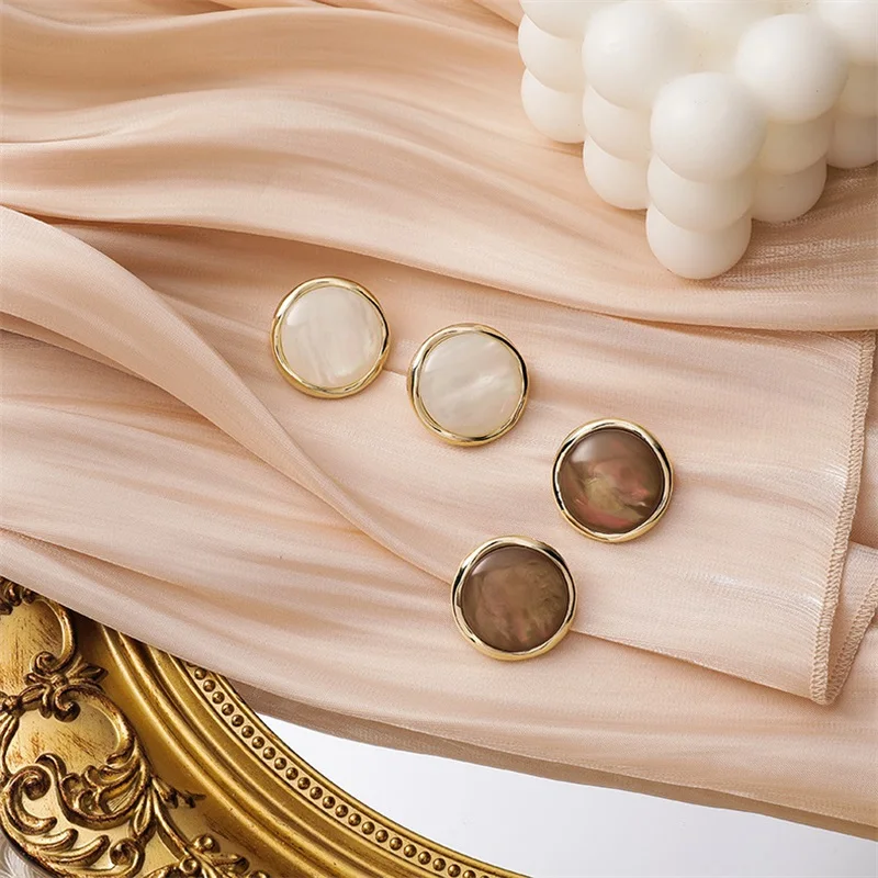 Большие серьги в Корейском стиле с круглыми пуговицами красные ретро