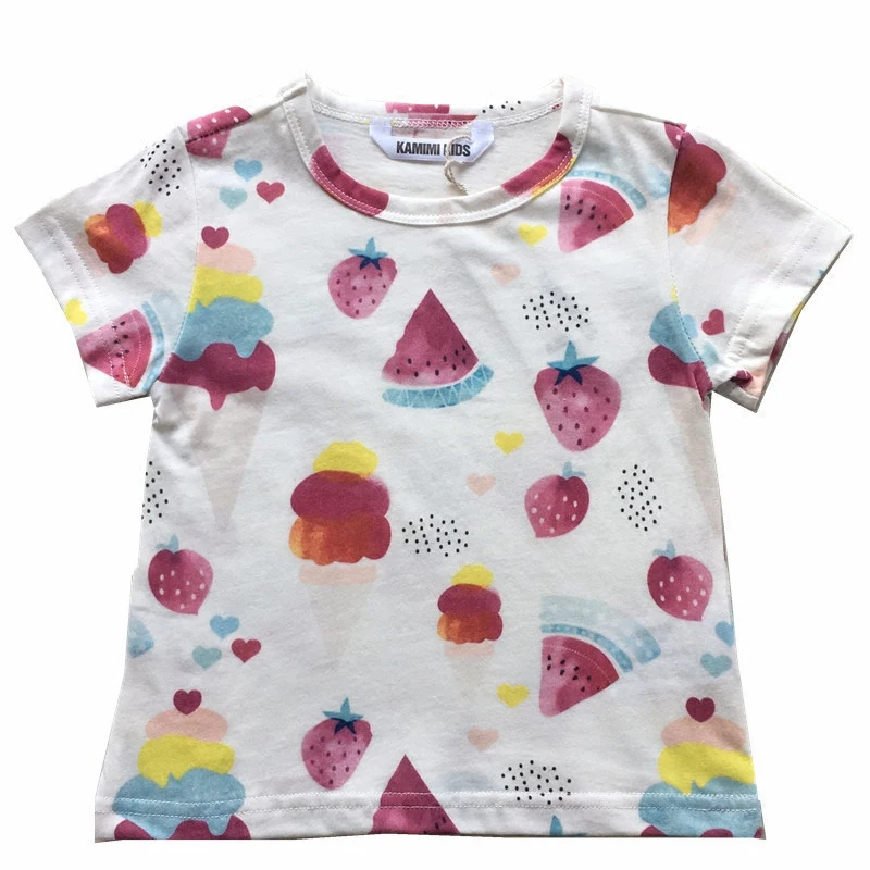 Хлопковая трикотажная футболка Tonytaobaby для мальчиков и девочек с принтом фруктов