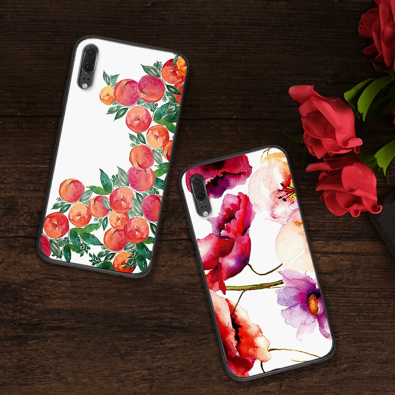 Чехол для Huawei Y6 Y7 2018 Y9 Prime Mate 10 20 Pro 2 3 4 Lite Nova 2i 3i 5i из силикона с рисунком роз.