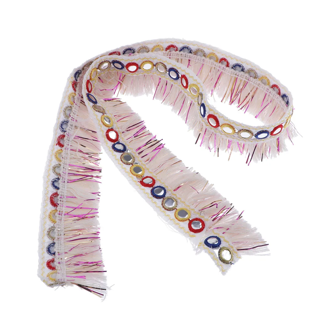 1 ярд в богемном стиле Стиль с отделкой кисточками шар бусы лента бахромой ручной