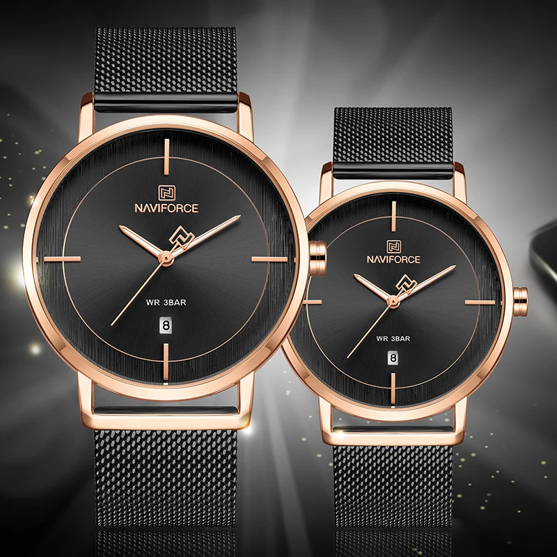 Новинка NAVIFORCE топ класса люкс Брендовые Часы для влюбленных кварцевые простые