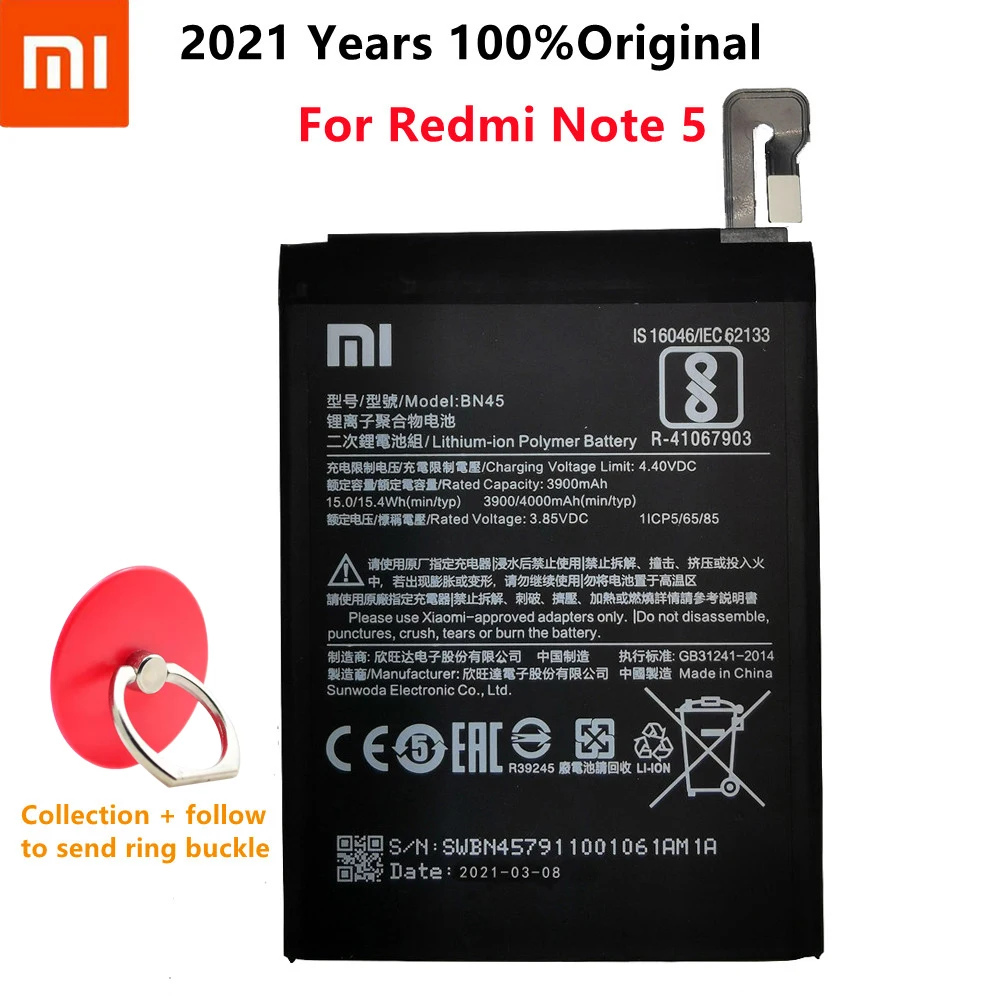 

2021 BN45 Phone Battery For Xiaomi Mi note2 Redmi Note 5 Note5 Original Mobile Phone Batteries