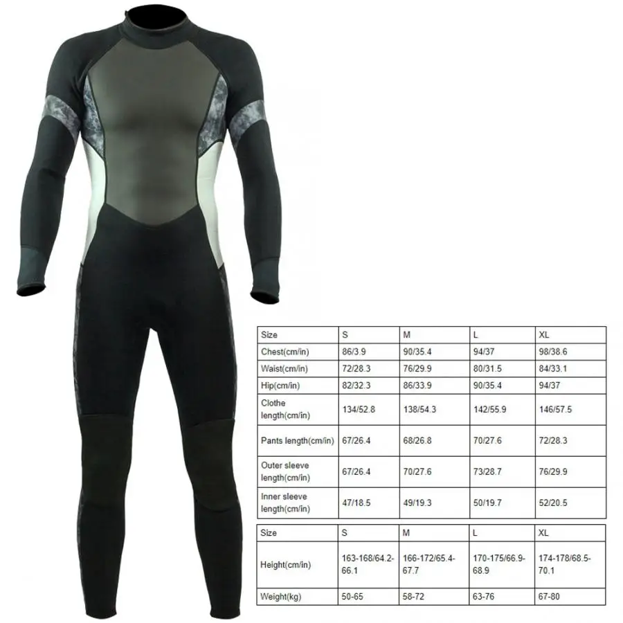 3mm Full-body Men Wetsuit Surfing Swimming Diving Suit Triathlon Wet Cold Water Scuba Snorkeling Warm Swimsuit | Спорт и развлечения