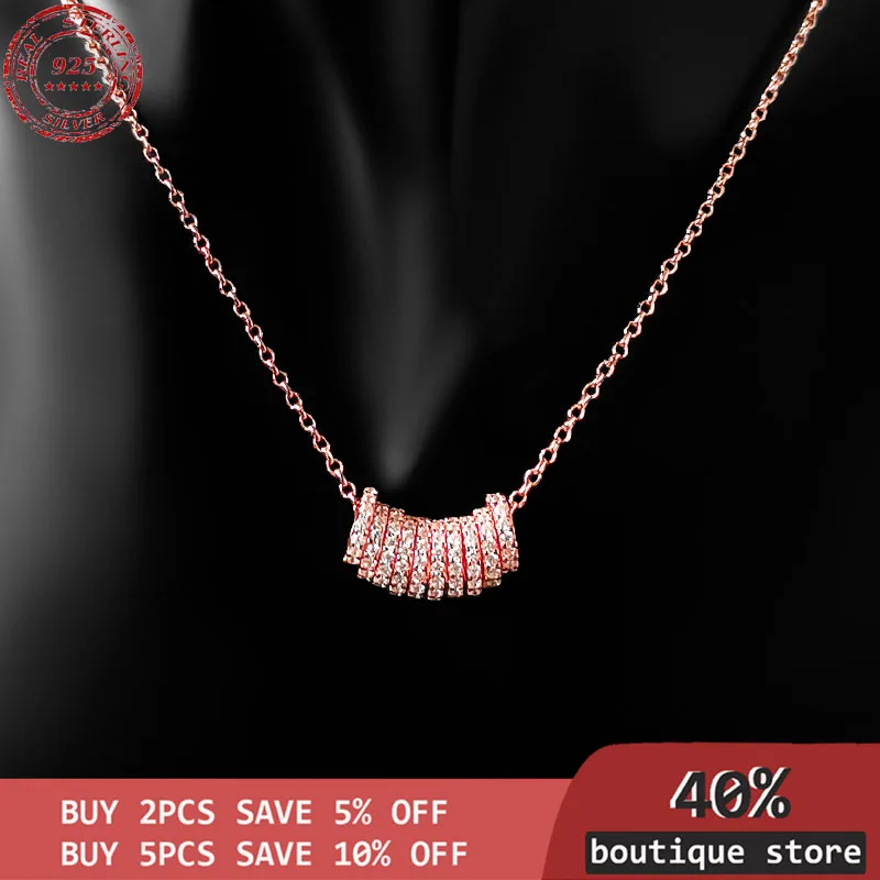 

Silver Necklace Sterling S925, feminine, multi circle fashion, fashion, temperament, luxury women's jewelry
