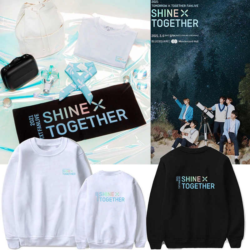 

KPOP 2021 TXT Tomorrow X Together FANLIVE Hoodie Cotton Print Loose Round Neck Sweater SOOBIN YEONJUN BEOMGYU Couple Clothes N1