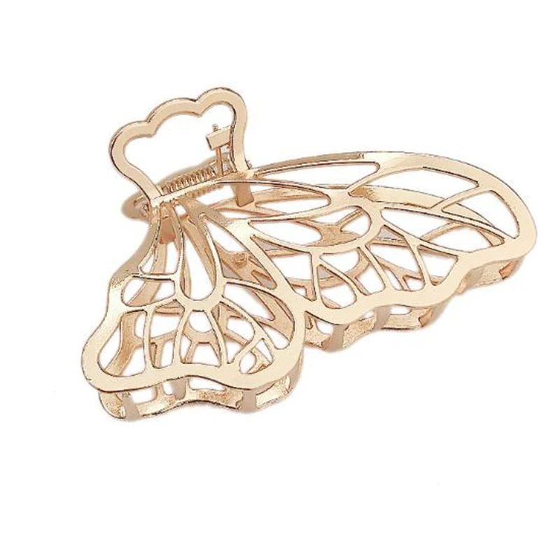

Women Girls Large Size Geometric Hair Claw Clamps Metal Butterfly Shape Hair Claw Clip Solid Color Hairpin Hair Accessories