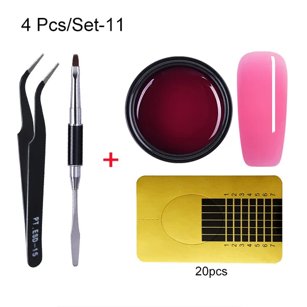 set-11 LEMOOC, 5 г, удлиняющий гель, полупрозрачный клей для нейл-арта, УФ-гель для наращивания ногтей, Гель-лак для ногтей, акриловые кончики - Цвет: set-11