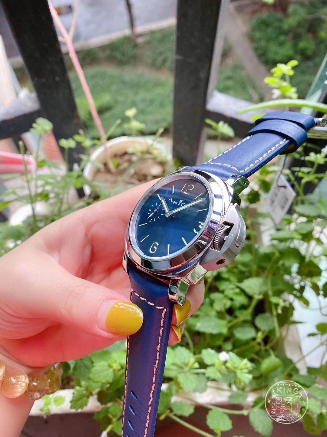 

2020 New Men Automatic Mechanical Stainless Steel Blue Leather Green Luminous 3 Days 1950 Power Limited White Rubber Watch 44mm