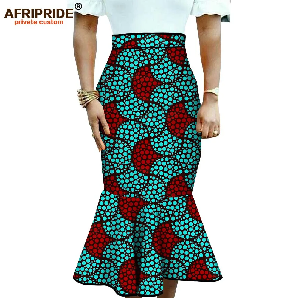 Летняя африканская повседневная юбка для женщин AFRIPRIDE натуральная Талия до середины икры Длина труба Женская батик хлопковая юбка A1827001 - Цвет: 326X