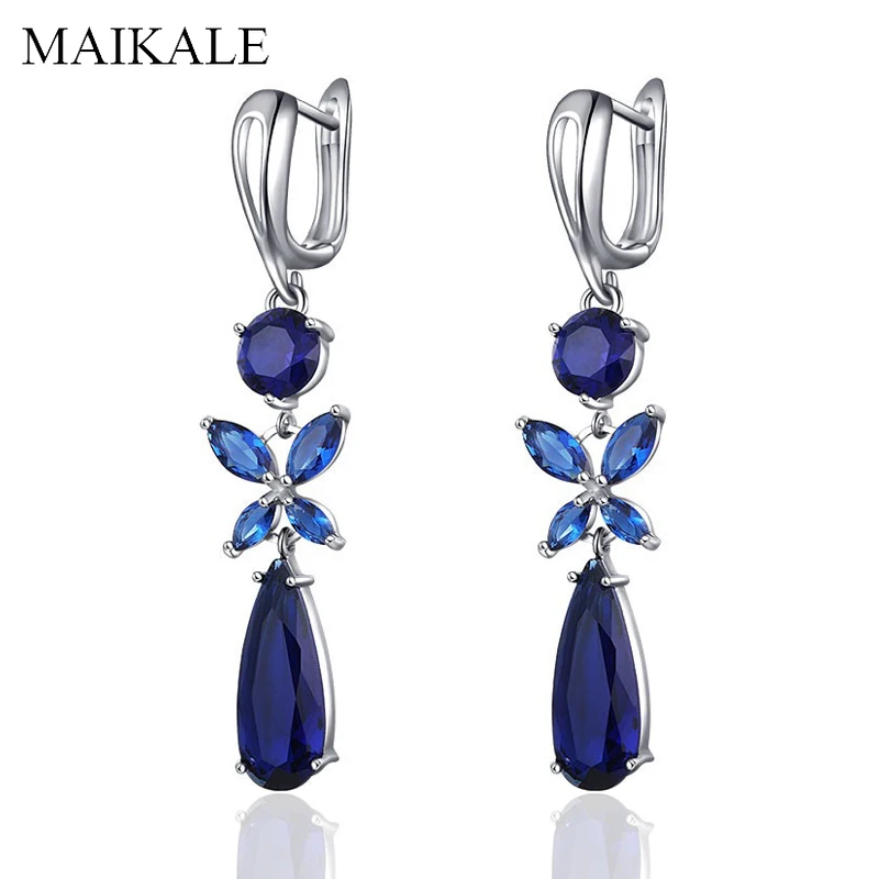 MAIKALE, новинка, модные длинные женские серьги-бабочки, CZ цирконий, розовое золото, хорошее ювелирное изделие, черные Серебряные Висячие серьги для подарка