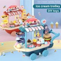 mini ice cream candy cart house car rotatable toys for girls play kitchen toys educational toy pretend play set for kids