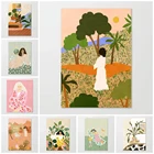 Декоративный настенный постер в стиле сафари для дома, винтажные картины с принтом женщины, модульные картины с лестницей, цветные плакаты без рамки