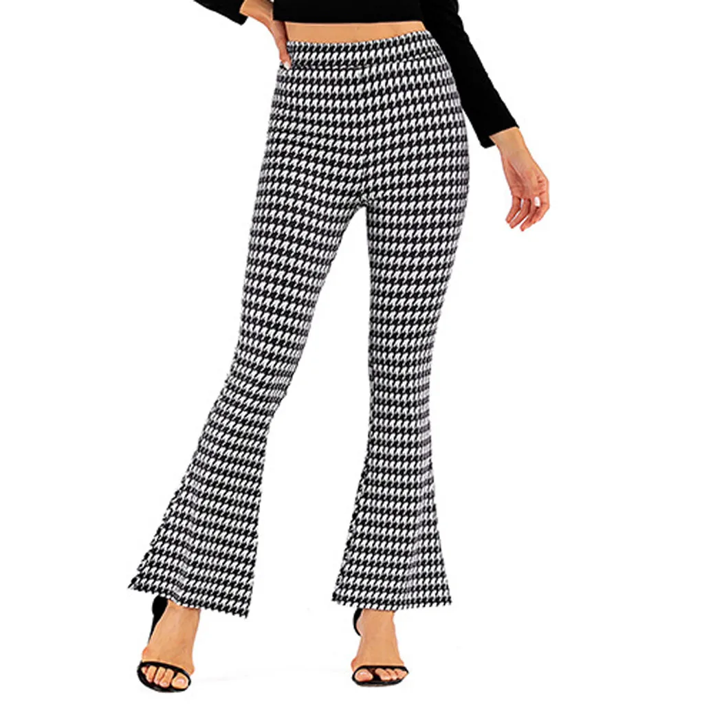 Женские обтягивающие брюки с леопардовым принтом высокой талией широкие