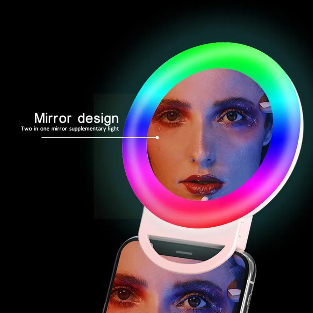 

Mini Selfie Ring Light Mobile Phone Clip Round Ring Lamp LED Lights Emergency Ringlight For Smart Live Beautifying Light S2C2