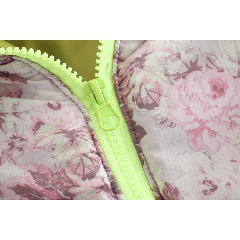 

Fashion 2021 Za Women Coat Vintage Floral Print Flocking Coat Bat Sleeved Warm Thick Female Zipper Elegant Jacket Mujer