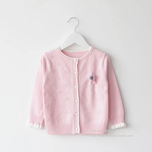 Pink Coat Свитера для девочек, пальто, вязаный кардиган для девочек из хлопка, г., детские осенние блузки для девочек от 1 до 8 лет - Цвет: Pink Coat