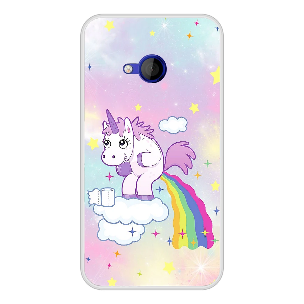 Силиконовый чехол для телефона HTC U Play с милым радужным единорогом задняя крышка