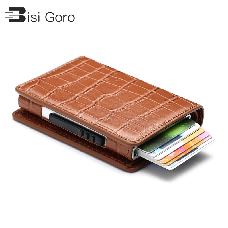 

BISI GORO 2021 Unisex Metal Credit Card Holder With RFID Business Aluminum ID Cash Card Wallet Money Purse Smart Wallet 7 Colors