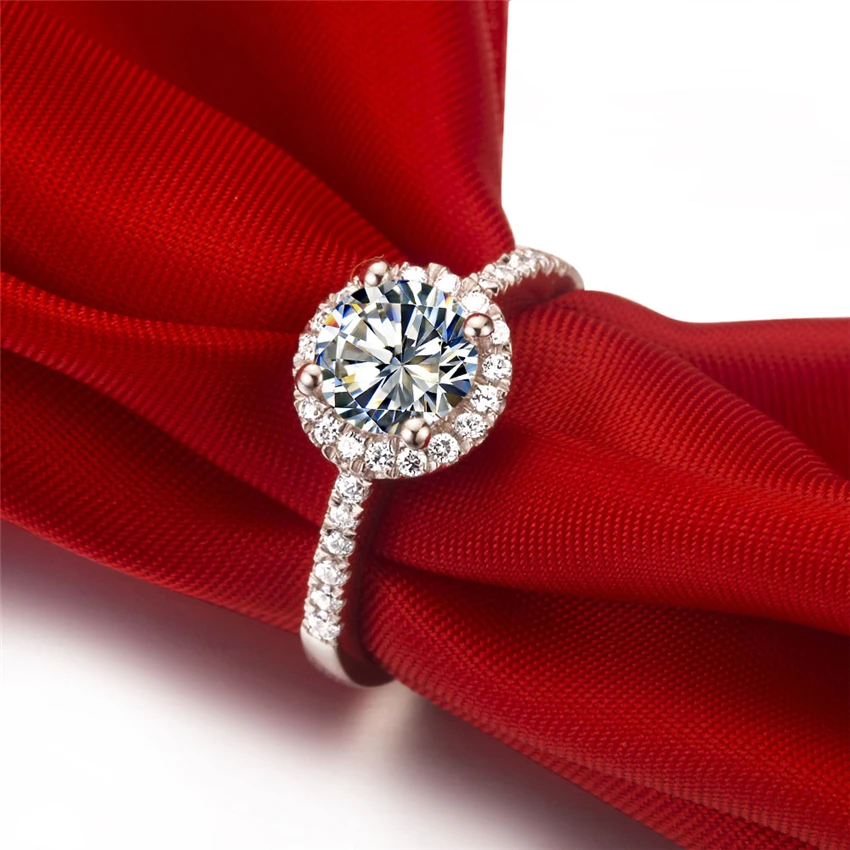 

Test Positive 5MM 0.5Ct D-E Moissanite Diamond Ring 925 Sterling Silver Ring Pretty Wedding Ring
