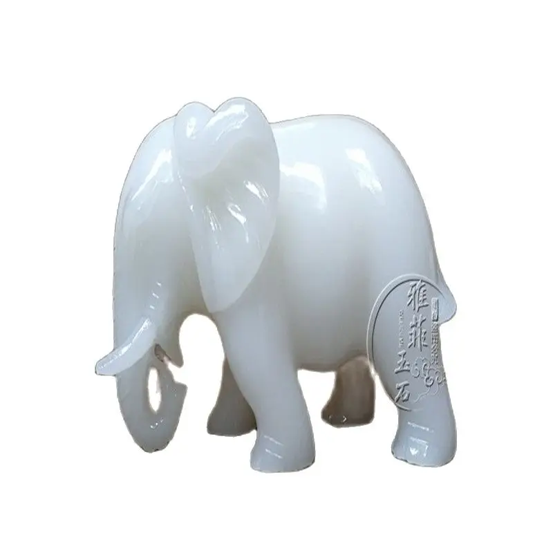 Натуральный нефритовый белый слон Счастливый Слон камень на удачу украшения фэн
