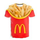 Футболка Мужскаяженская с 3D-принтом картошки фри, забавная уличная одежда в стиле оверсайз, топ с коротким рукавом, лето 2021