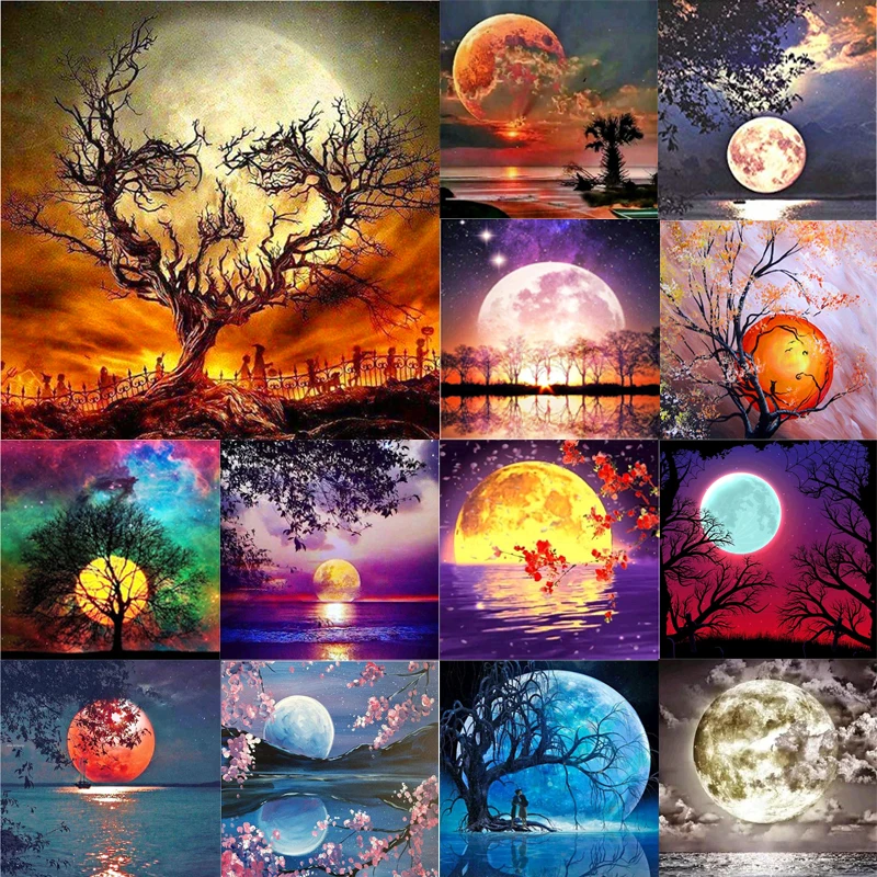 

5D Diamond Painting Full Square Drill Moon Rhinestones Pictures Diamond Embroidery Sale Scenic Cross Stitch Mosaic Gift