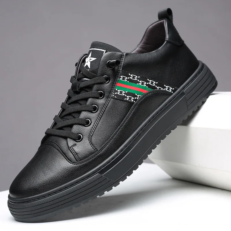 

2020 Spring New Men's White Shoes Leather Flat Shoes Men's Breathable Sports Shoes Men's Walking Shoes Men Vulcanize Shoes